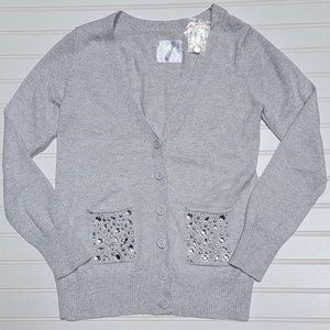 JUSTICE Girls Cardigan Grey/Silver SZ: 12 NWT